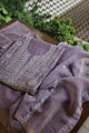 Lavender Shade Mal Chanderi Silk Chikankari Unstitched Fabric