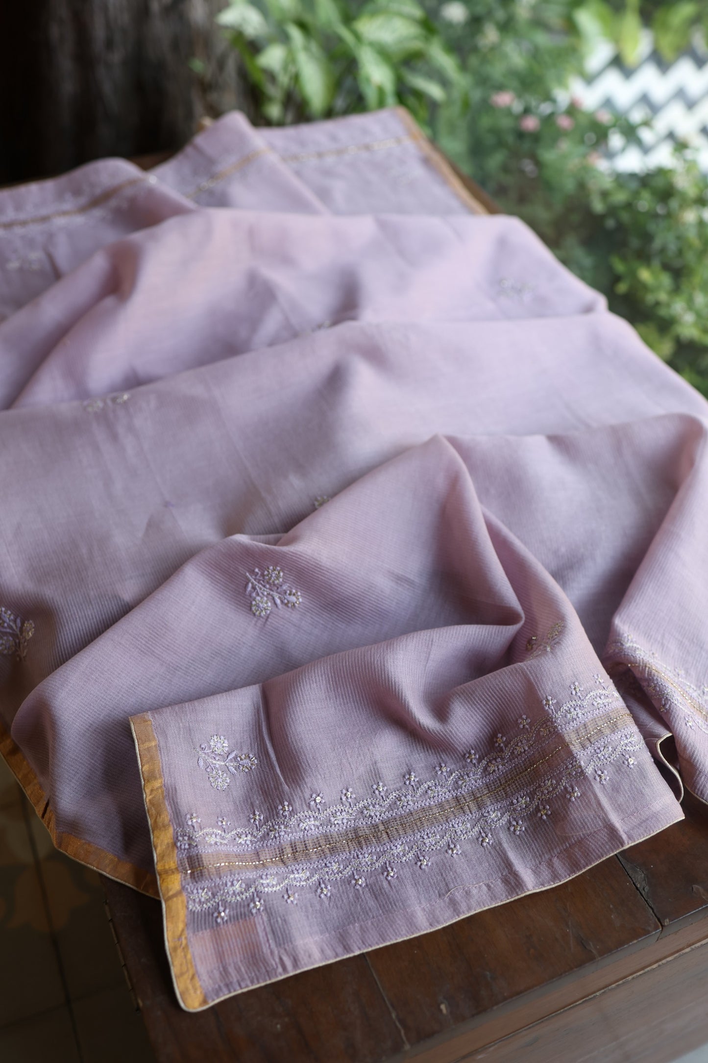 Lavender Shade Rasm Maheshwari Highlights Fabric
