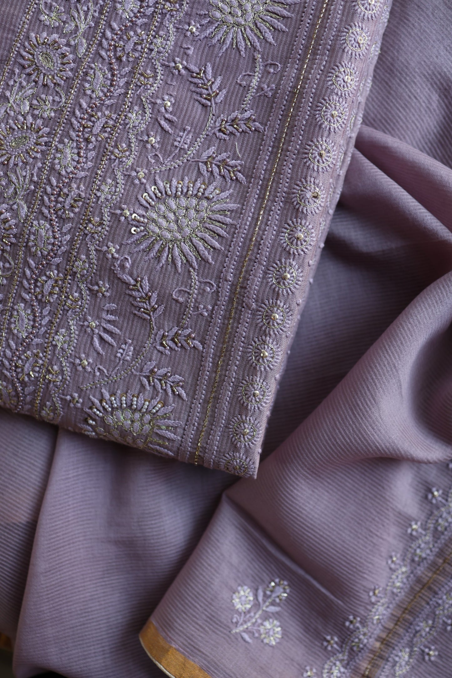 Lavender Shade Rasm Maheshwari Highlights Fabric