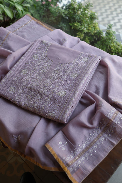 Lavender Shade Rasm Maheshwari Highlights Fabric