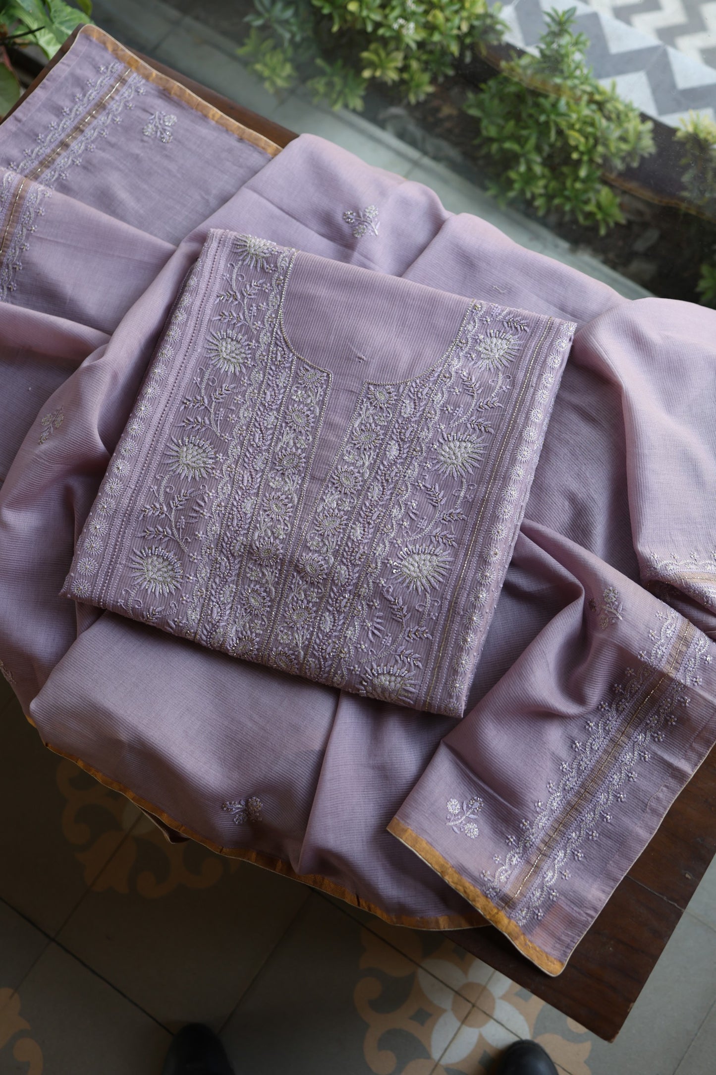 Lavender Shade Rasm Maheshwari Highlights Fabric