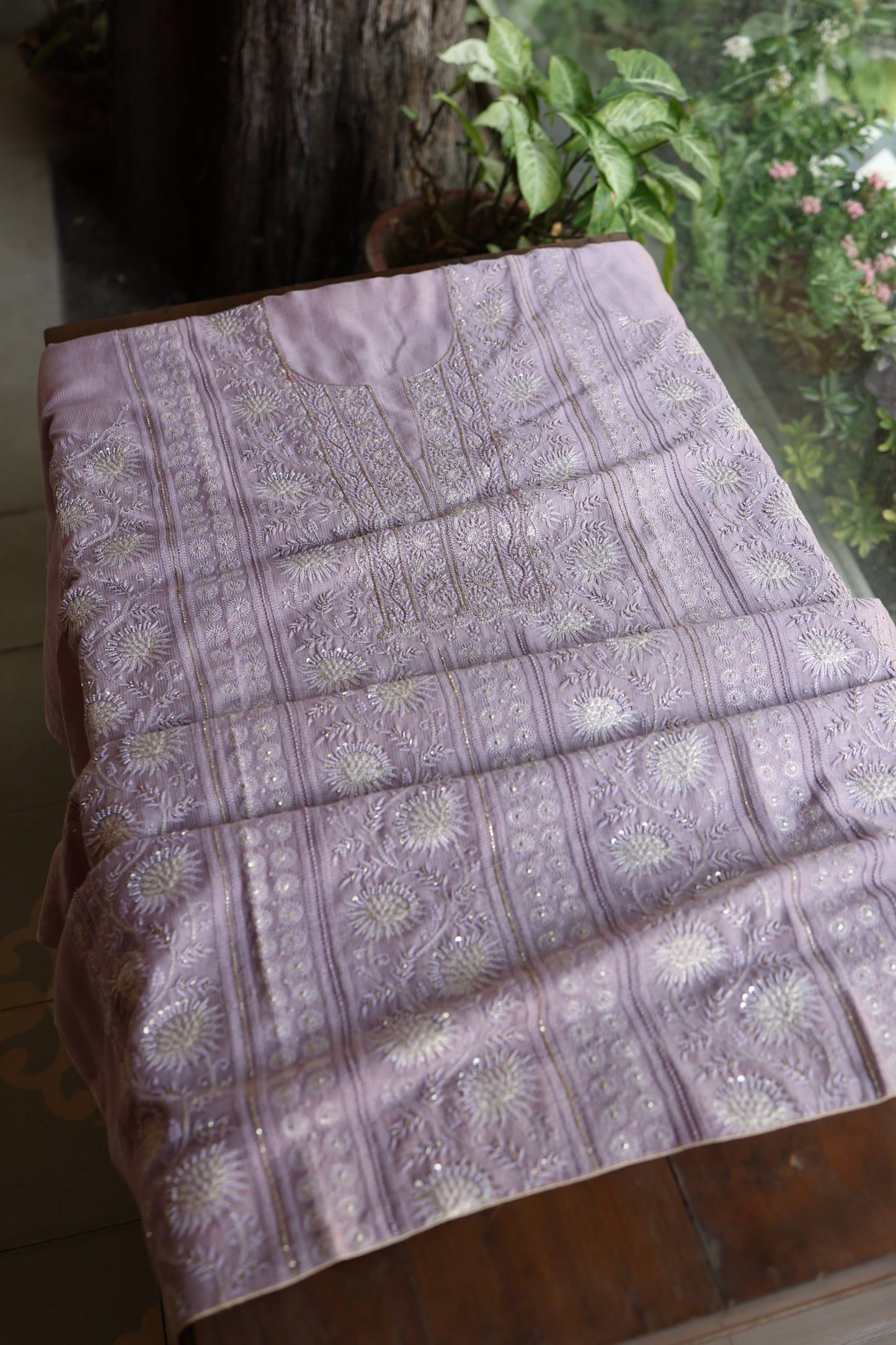 Lavender Shade Rasm Maheshwari Highlights Fabric