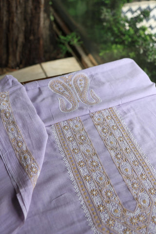 Lavender Shade Shade Unisex Chikankari Bengal Muslin Kurta