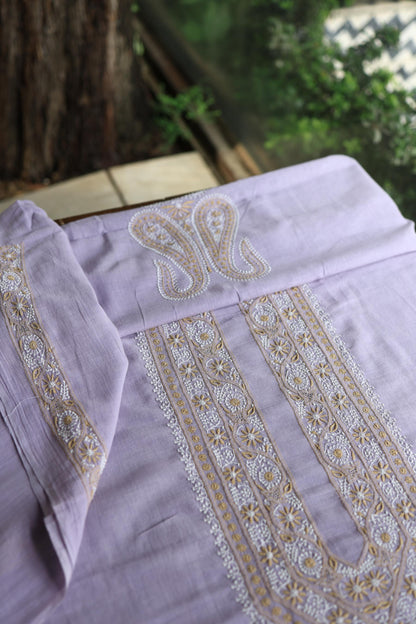 Lavender Shade Shade Unisex Chikankari Bengal Muslin Kurta