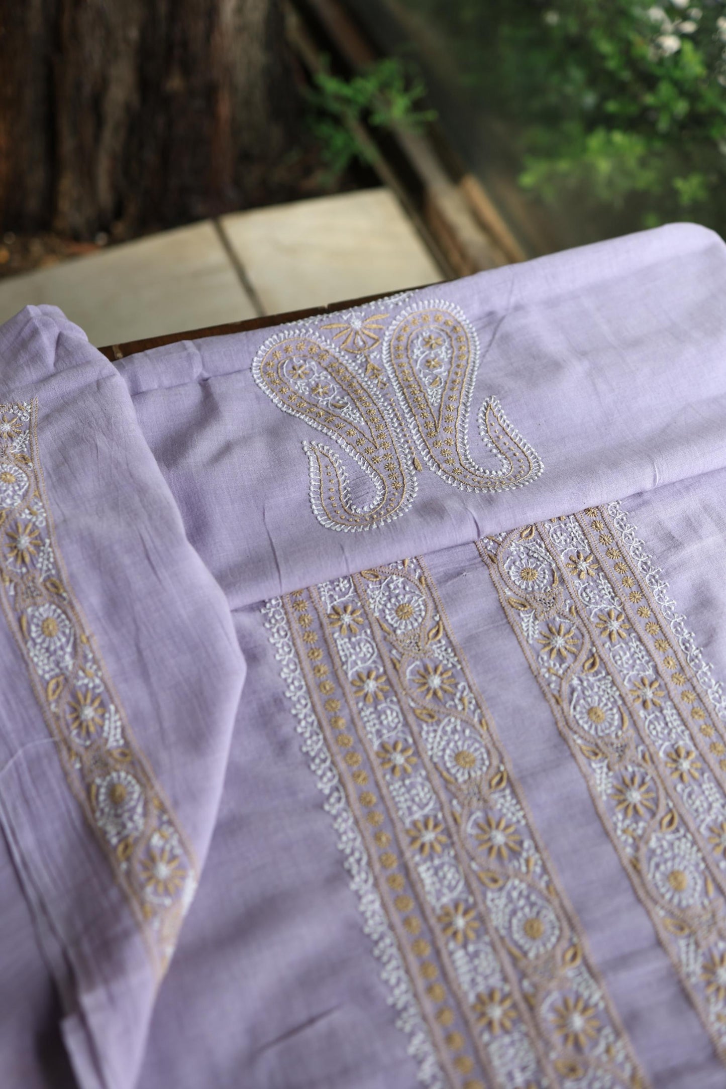 Lavender Shade Shade Unisex Chikankari Bengal Muslin Kurta