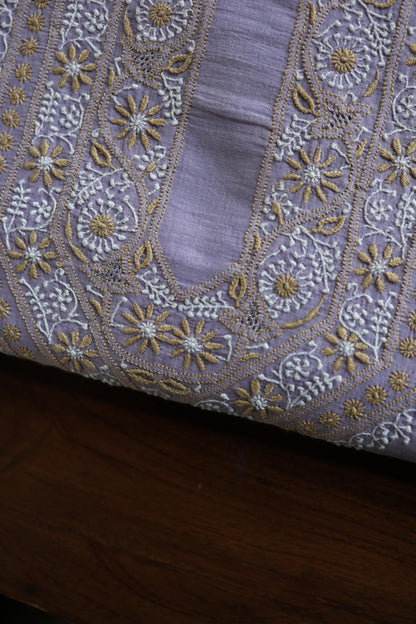 Lavender Shade Shade Unisex Chikankari Bengal Muslin Kurta