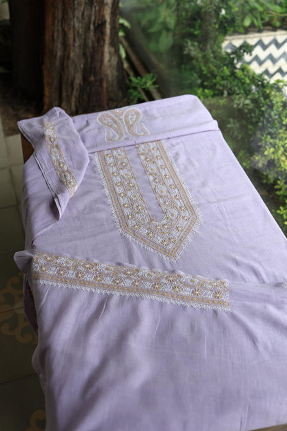 Lavender Shade Shade Unisex Chikankari Bengal Muslin Kurta