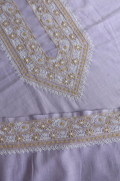 Lavender Shade Shade Unisex Chikankari Bengal Muslin Kurta