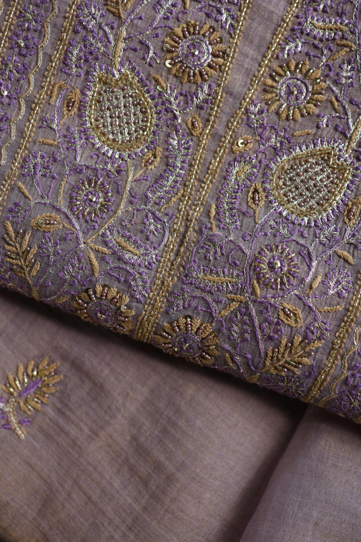 Lavender Shade Tissue Silk Chikankari Unstitched Fabric