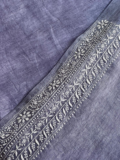 Lavender Shade Linen Chikankari Unstitched Men's Kurtas Fabric