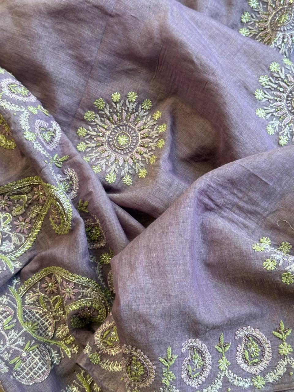 Lavender Tissue Silk Fine Chikankari Boota Dupatta