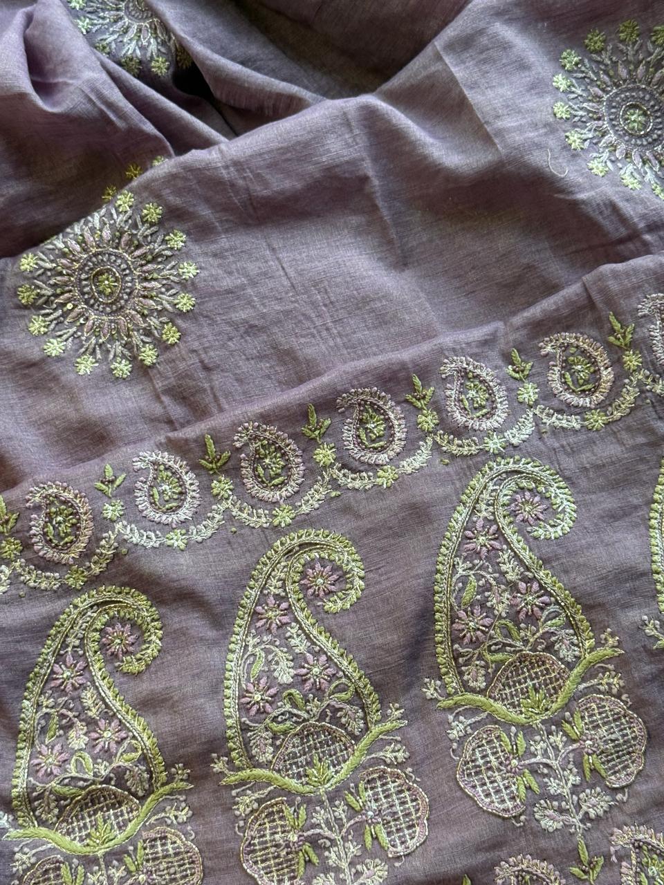 Lavender Tissue Silk Fine Chikankari Boota Dupatta