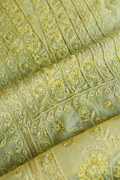 Lemo Rasm Kota Tussar Chikankari Unstitched Chikankari Fabric