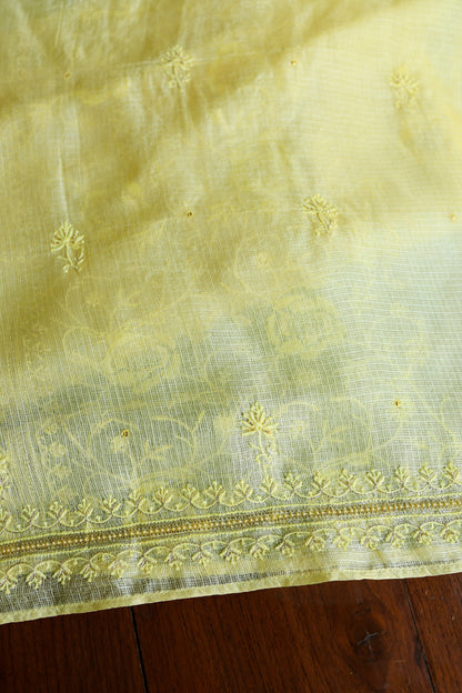 Lemo Rasm Kota Tussar Chikankari Unstitched Chikankari Fabric