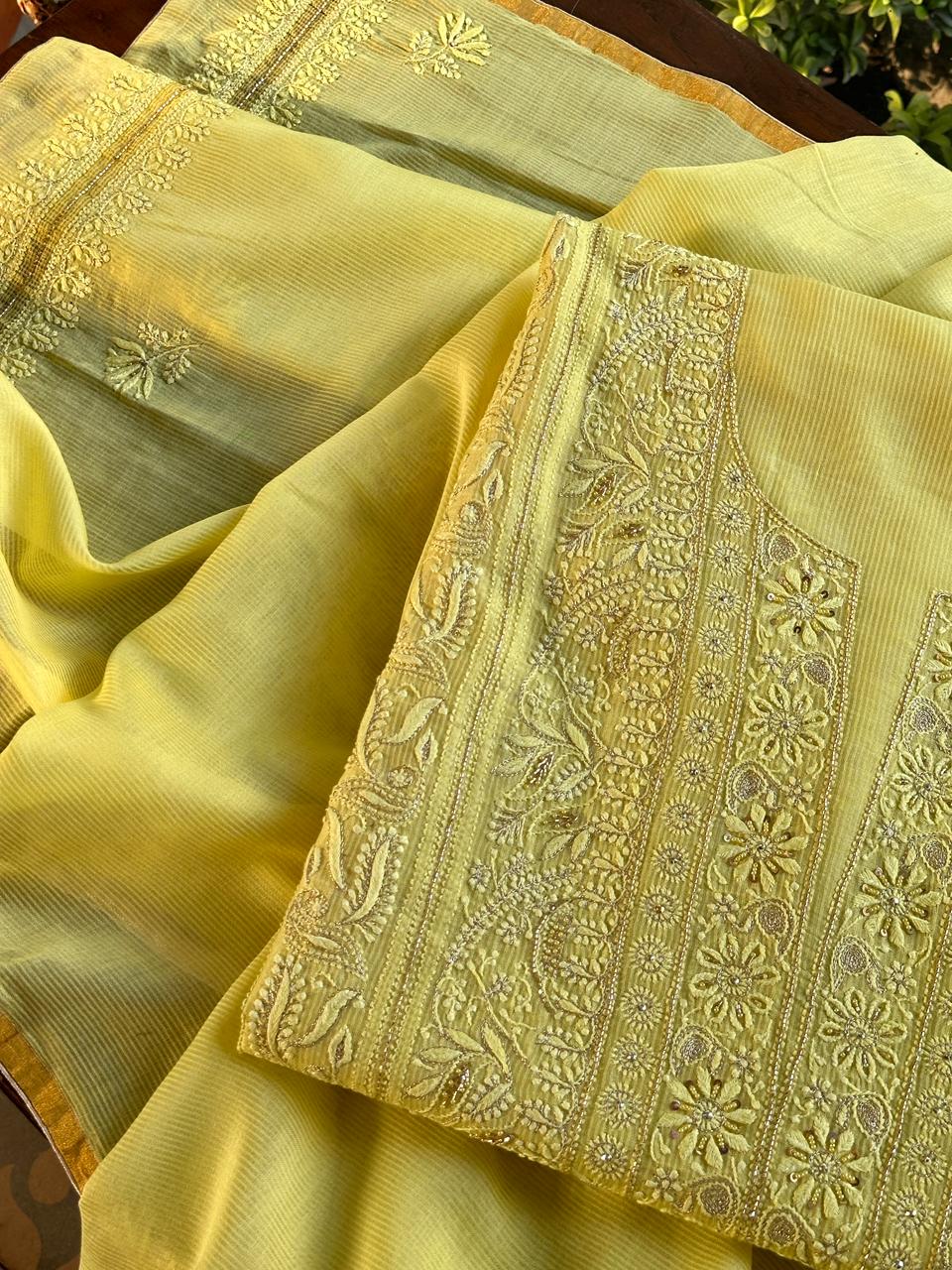 Lemon Yellow Shade Rasm Maheshwari Highlights Fabric