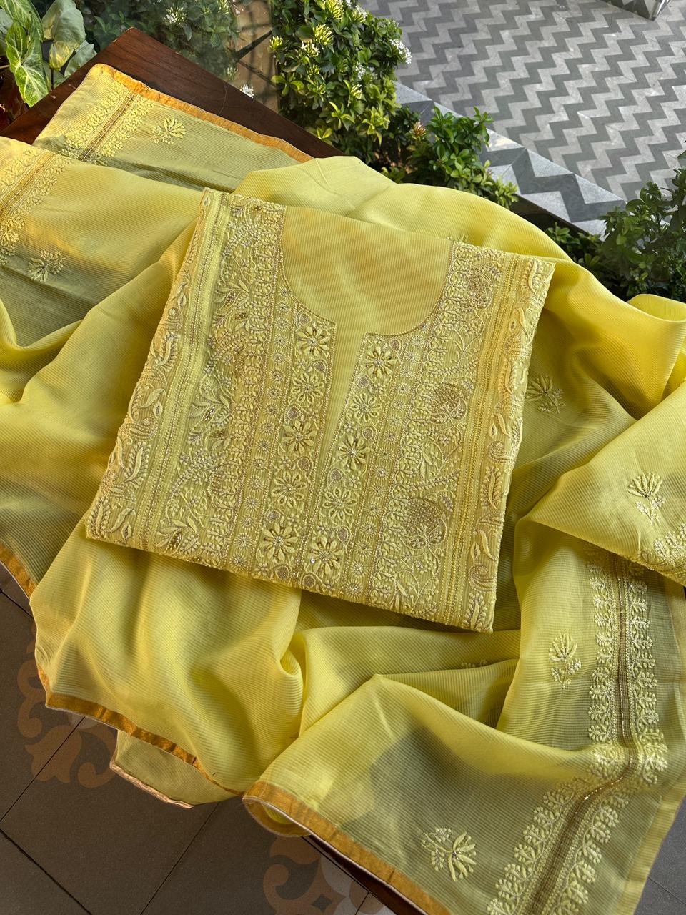 Lemon Yellow Shade Rasm Maheshwari Highlights Fabric