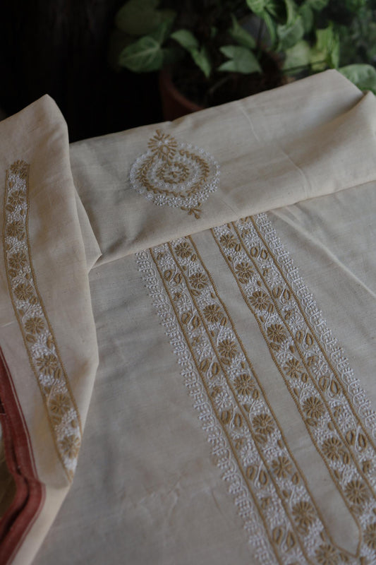 Light Beige Malkha Handspun Khadi Kurtas Unisex Fabric