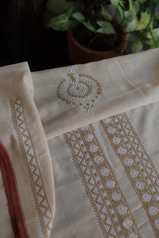 Light Beige Malkha Handspun Khadi Kurtas Unisex Fabric