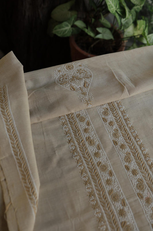 Light Beige Malkha Handspun Khadi Kurtas Unisex Fabric