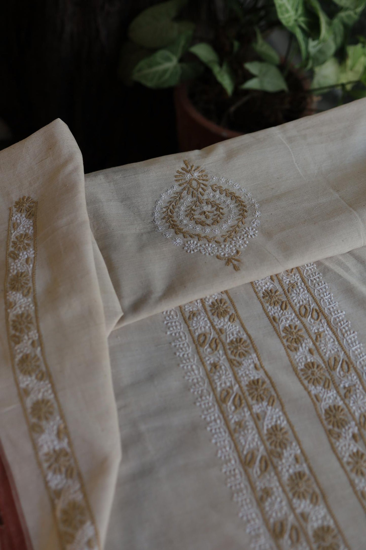 Light Beige Malkha Handspun Khadi Kurtas Unisex Fabric
