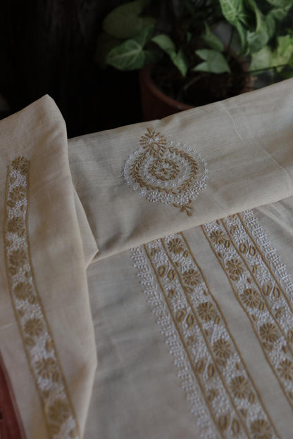 Light Beige Malkha Handspun Khadi Kurtas Unisex Fabric