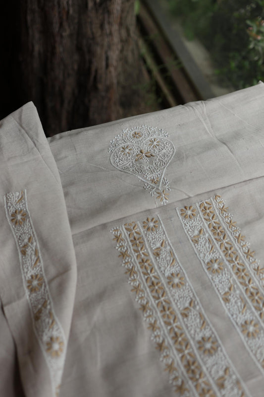 Light Beige Malkha Handspun Khadi Kurtas Unisex Fabric