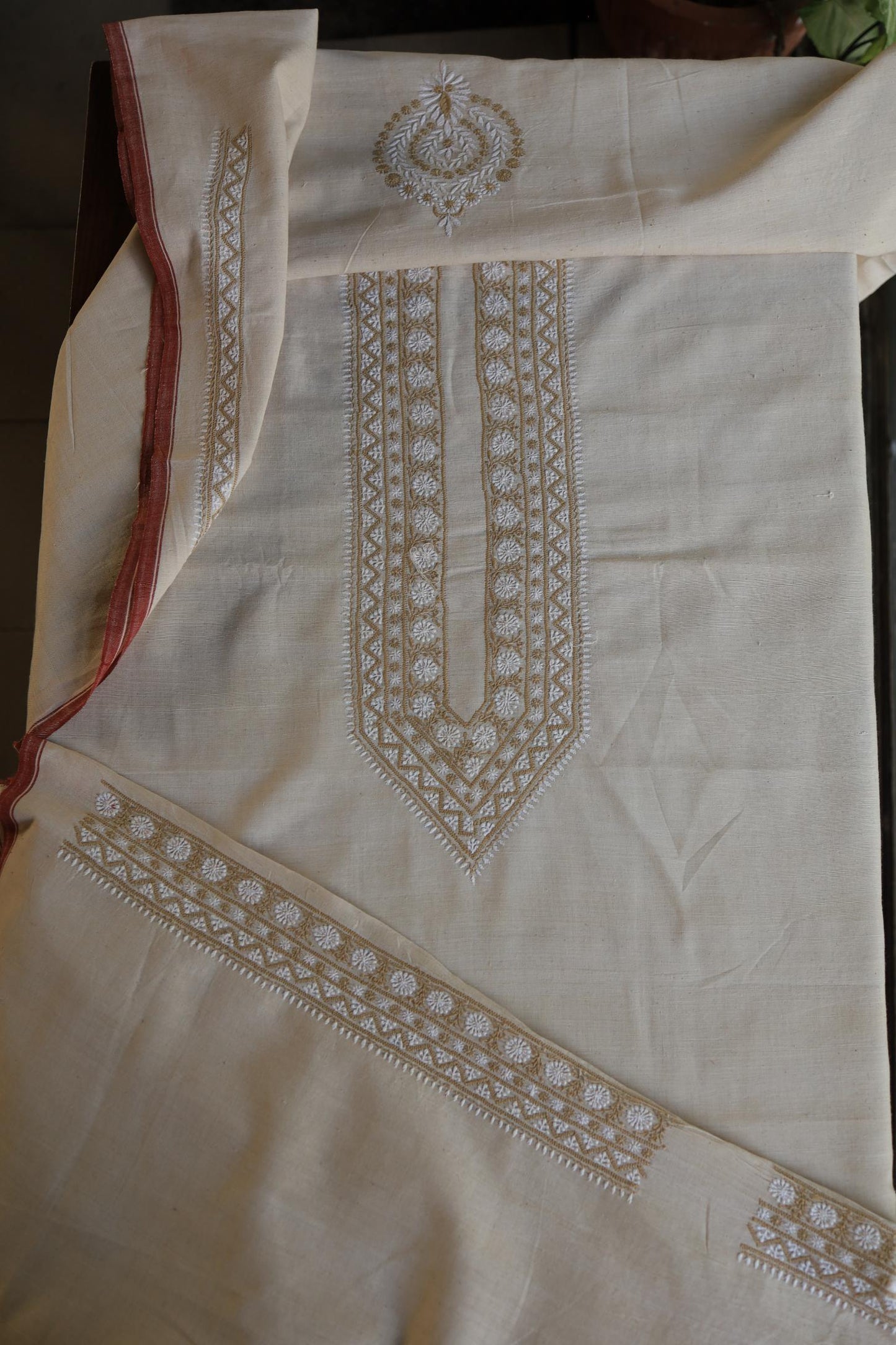 Light Beige Malkha Handspun Khadi Kurtas Unisex Fabric