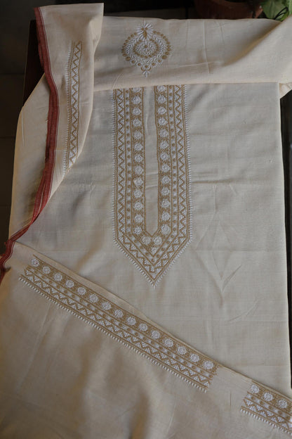 Light Beige Malkha Handspun Khadi Kurtas Unisex Fabric