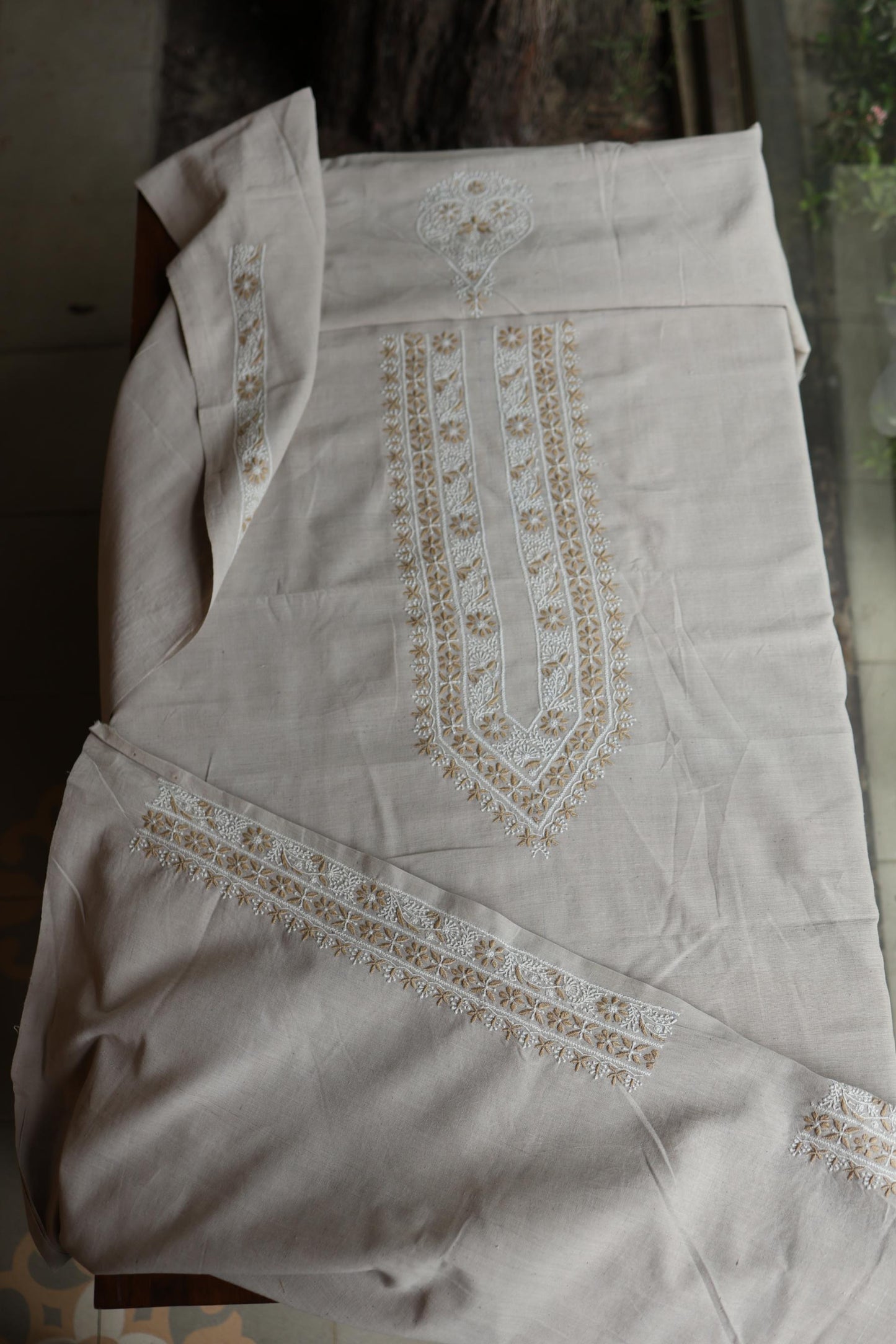 Light Beige Malkha Handspun Khadi Kurtas Unisex Fabric
