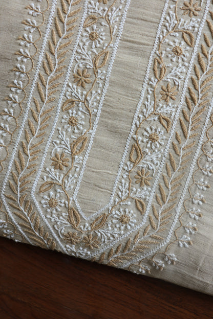 Light Beige Malkha Handspun Khadi Kurtas Unisex Fabric