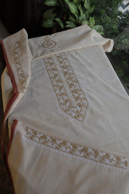 Light Beige Malkha Handspun Khadi Kurtas Unisex Fabric