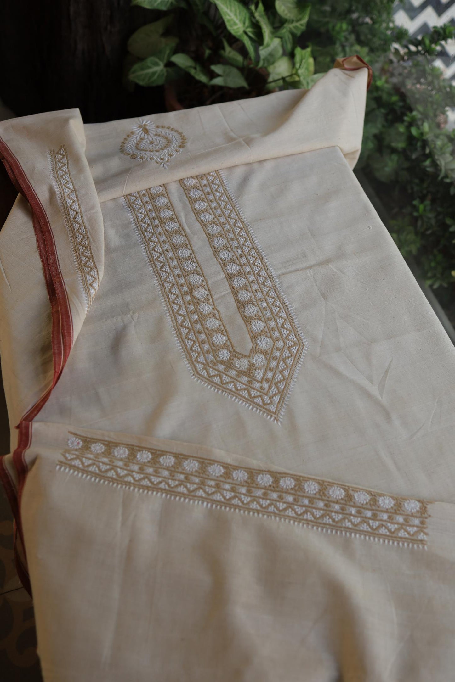 Light Beige Malkha Handspun Khadi Kurtas Unisex Fabric