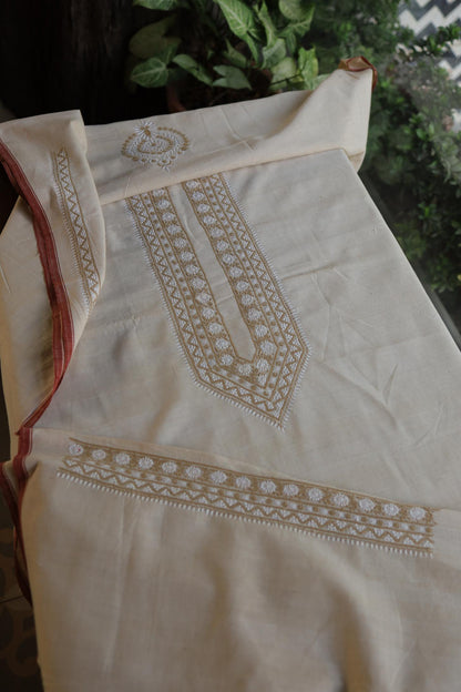 Light Beige Malkha Handspun Khadi Kurtas Unisex Fabric