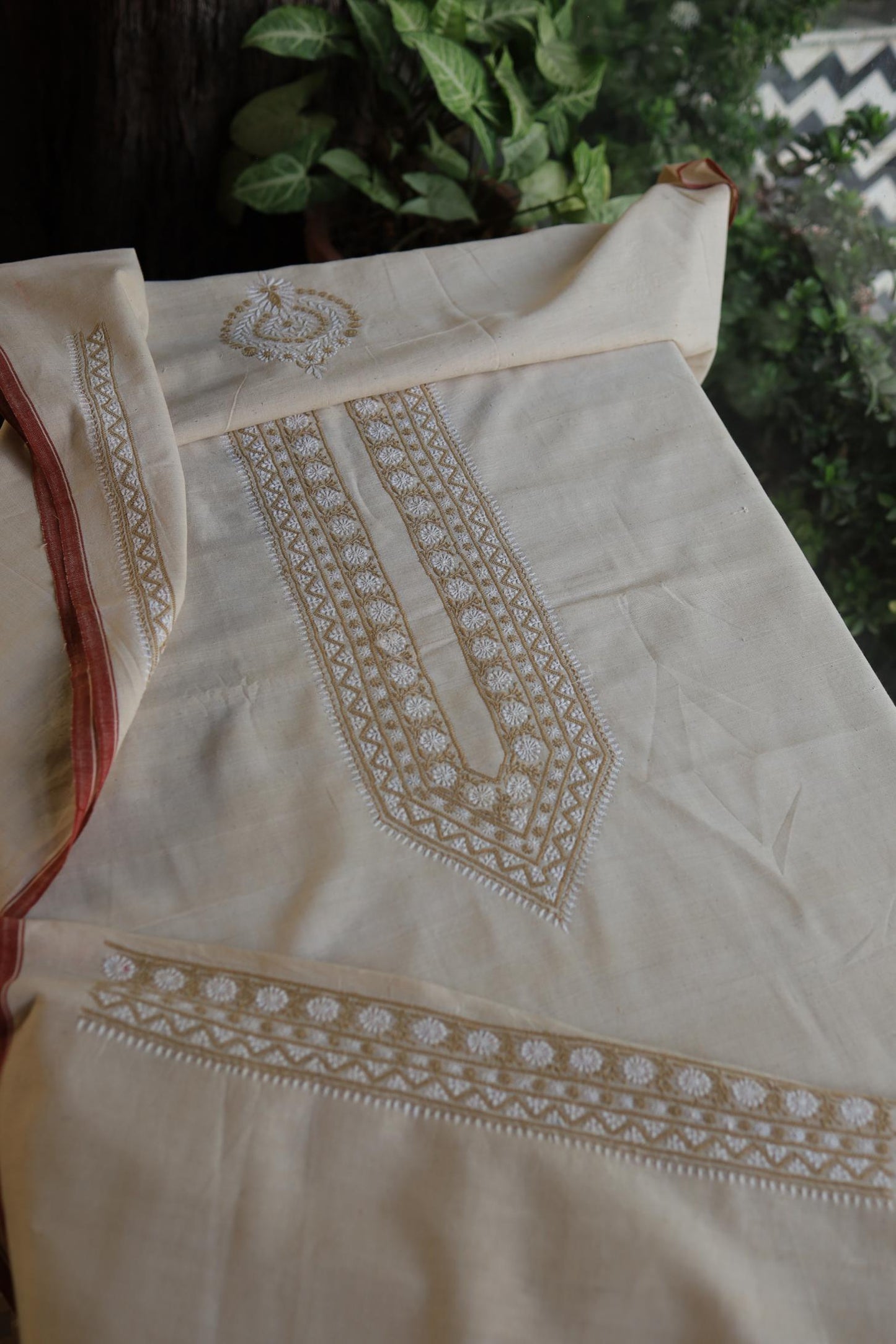Light Beige Malkha Handspun Khadi Kurtas Unisex Fabric