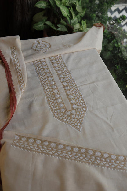 Light Beige Malkha Handspun Khadi Kurtas Unisex Fabric