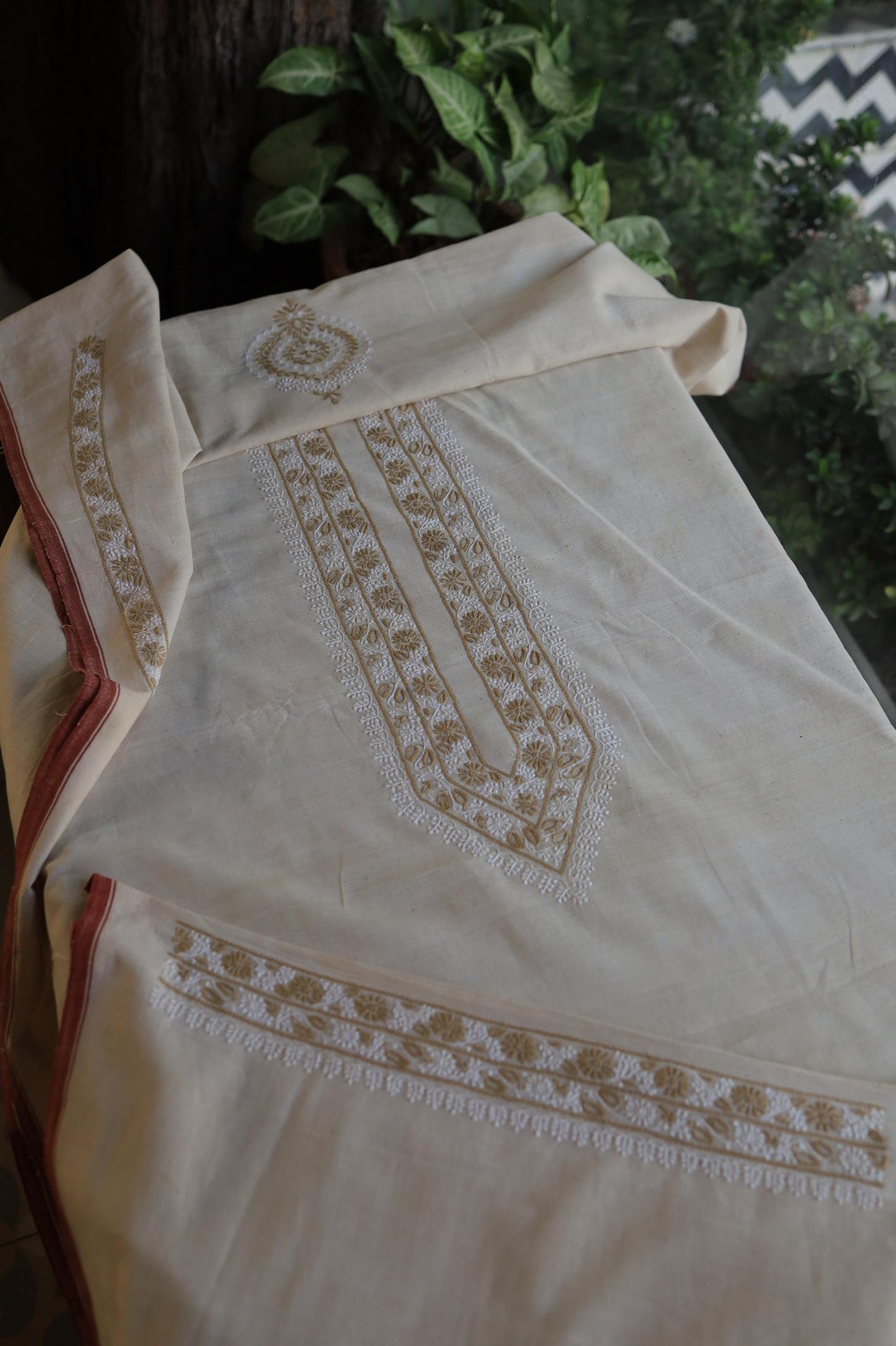 Light Beige Malkha Handspun Khadi Kurtas Unisex Fabric