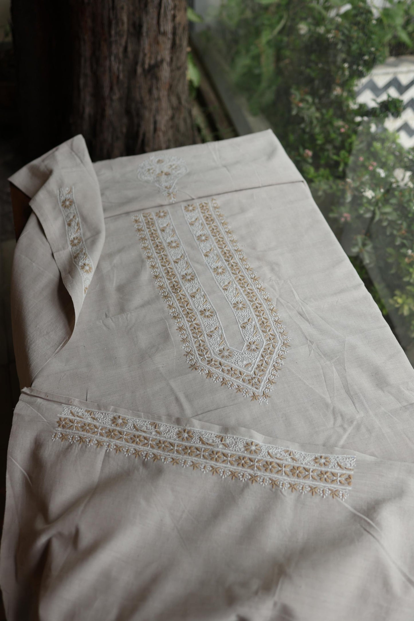 Light Beige Malkha Handspun Khadi Kurtas Unisex Fabric