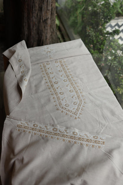 Light Beige Malkha Handspun Khadi Kurtas Unisex Fabric
