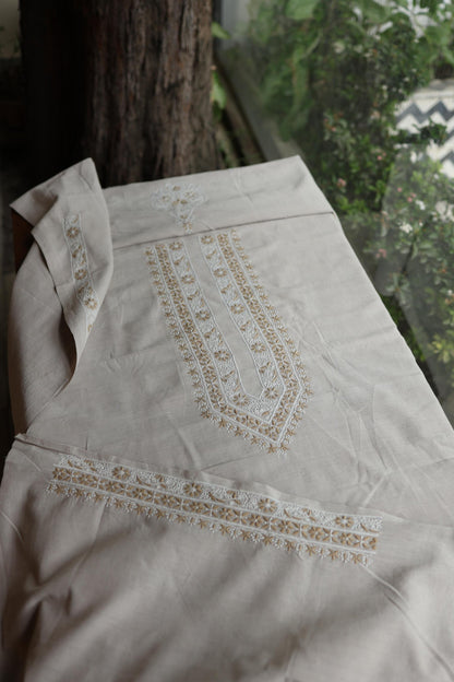 Light Beige Malkha Handspun Khadi Kurtas Unisex Fabric