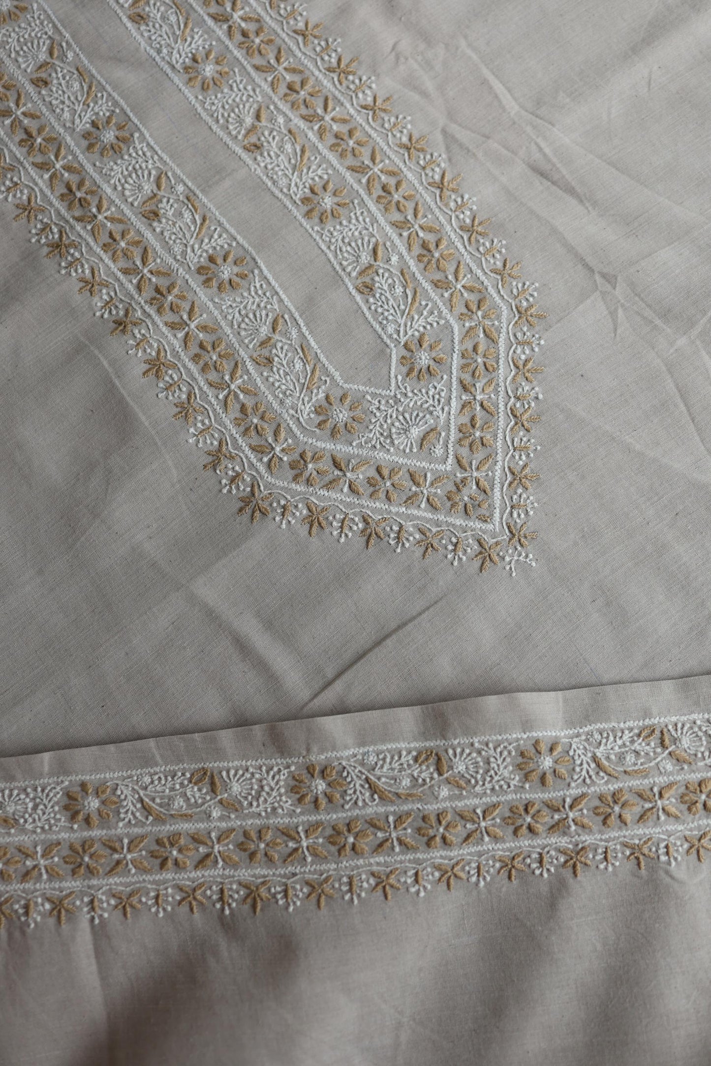 Light Beige Malkha Handspun Khadi Kurtas Unisex Fabric