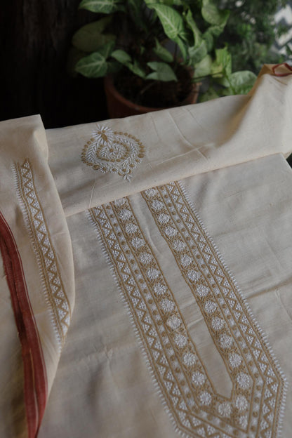 Light Beige Malkha Handspun Khadi Kurtas Unisex Fabric