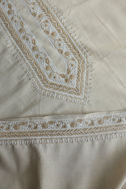 Light Beige Malkha Handspun Khadi Kurtas Unisex Fabric