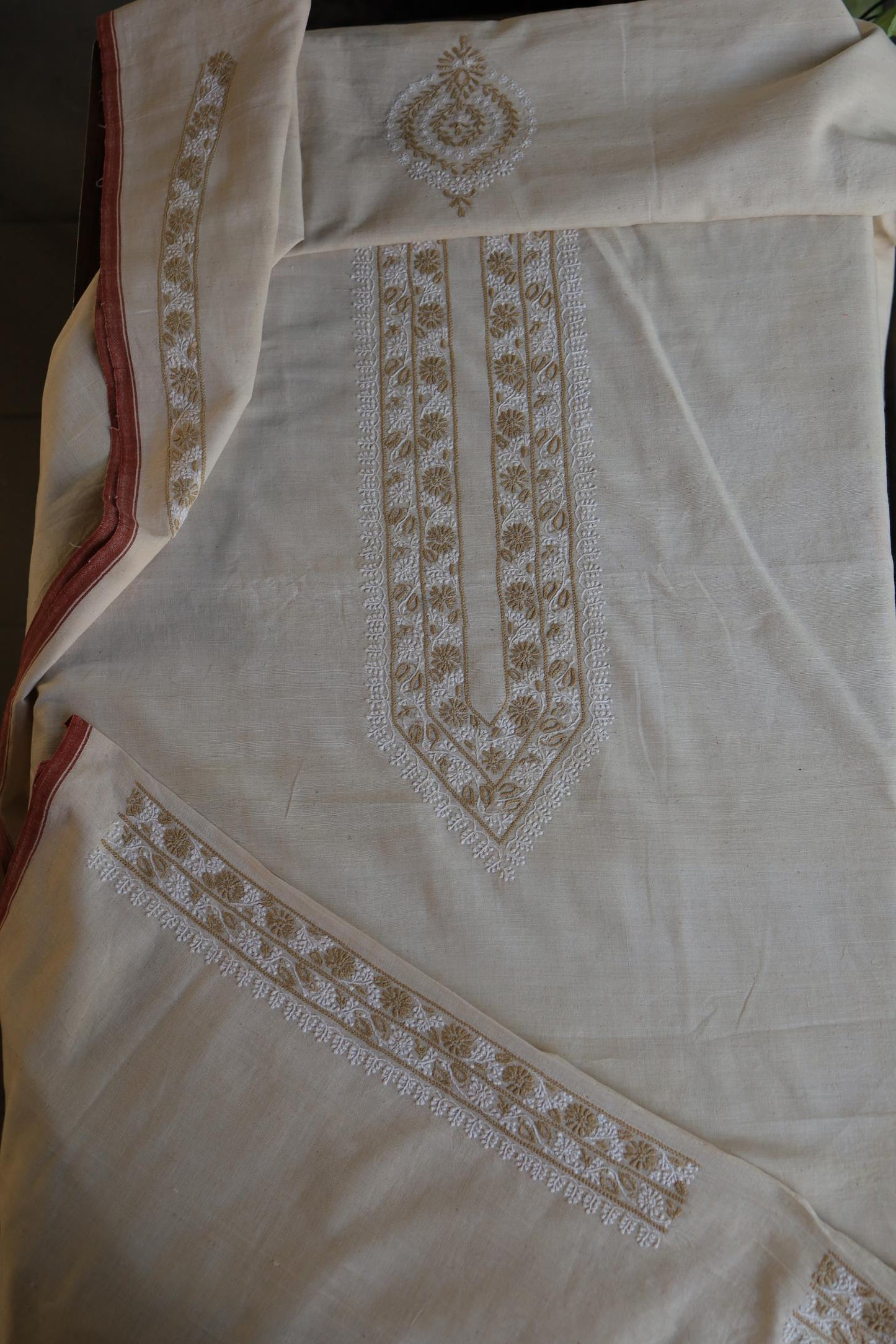 Light Beige Malkha Handspun Khadi Kurtas Unisex Fabric