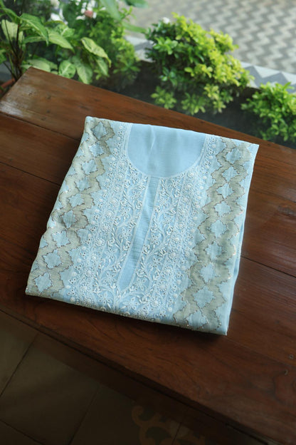 Light Blue Daraz Chikankari Kurta Fabrics