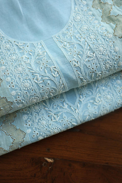 Light Blue Daraz Chikankari Kurta Fabrics