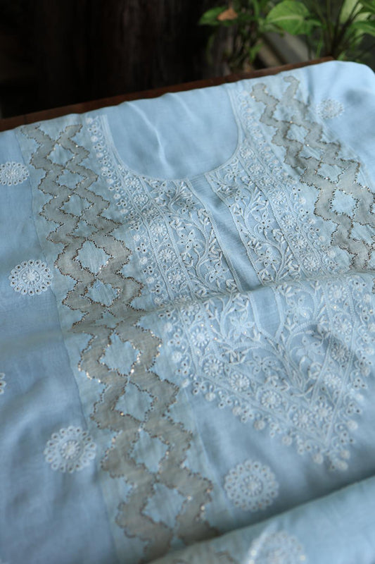 Light Blue Daraz Chikankari Kurta Fabrics