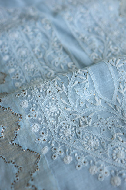 Light Blue Daraz Chikankari Kurta Fabrics