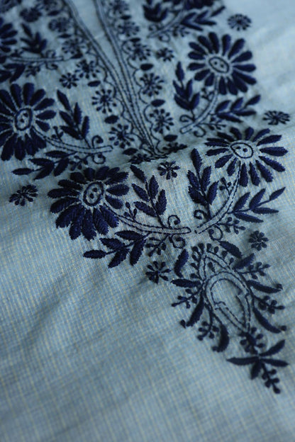 Light Blue Kota Chikankari Unstitched Fabric