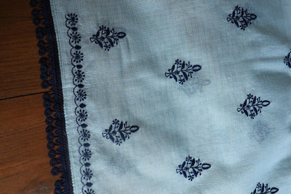 Light Blue Kota Chikankari Unstitched Fabric