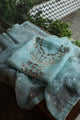 Light Blue Shade Noor Organza Silk Badla Unstitched Kurta Dupatta Set